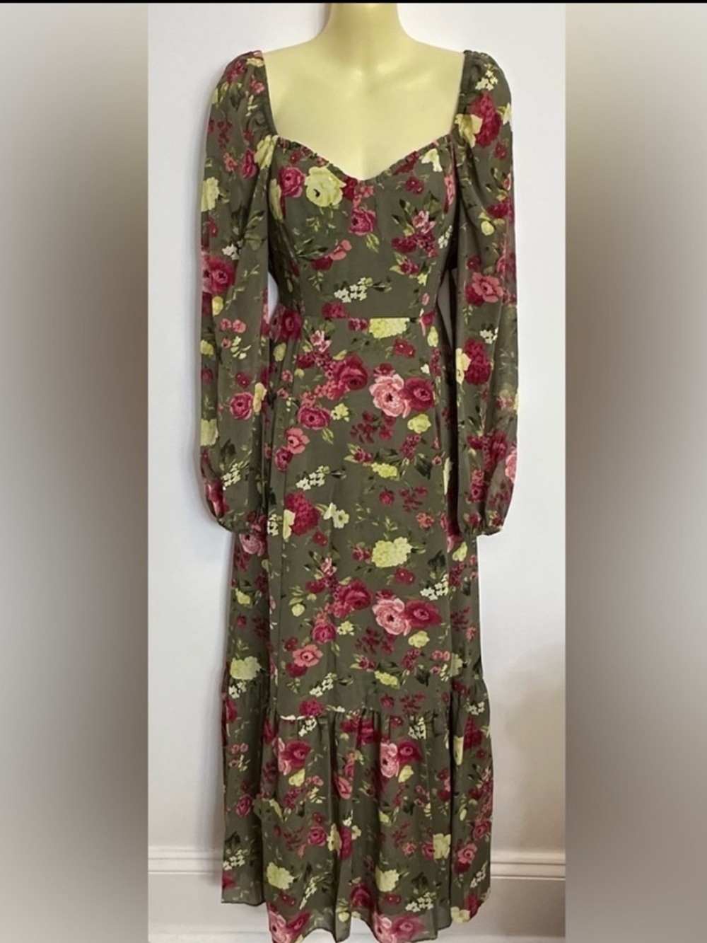 Bar III Floral Long Sleeve Maxi Dress